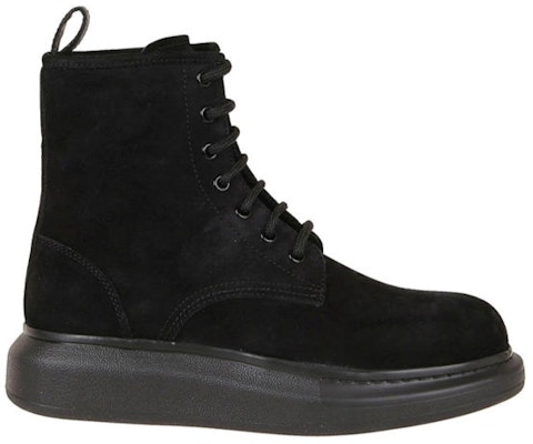 Alexander McQueen Lace-up Martens Boots 'Black Velvet Leather' 586191WHXK11000 Order Alexander McQueen Lace-up Martens Boots 'Black Velvet Leather' 586191WHXK11000