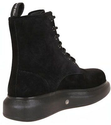 Alexander McQueen Lace-up Martens Boots 'Black Velvet Leather' 586191WHXK11000 Shop Alexander McQueen Lace-up Martens Boots 'Black Velvet Leather' 586191WHXK11000