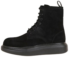 Alexander McQueen Lace-up Martens Boots 'Black Velvet Leather' 586191WHXK11000 Alexander McQueen Lace-up Martens Boots 'Black Velvet Leather' 586191WHXK11000
