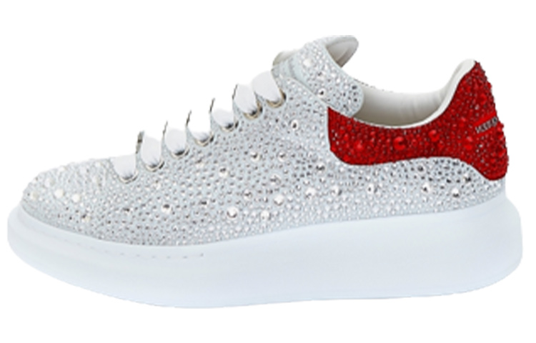 Alexander McQueen Leather 'Crystal Embellished White Red' 727397WID519676