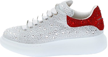 Alexander McQueen Leather 'Crystal Embellished White Red' 727397WID519676 Alexander McQueen Leather 'Crystal Embellished White Red' 727397WID519676