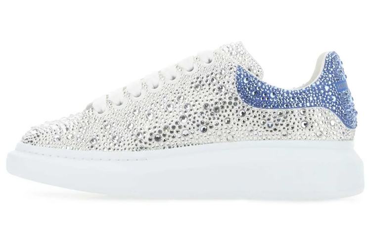 Buy 亞歷山大·麥昆 牛皮 水晶裝飾 時尚板鞋 男款 白藍色