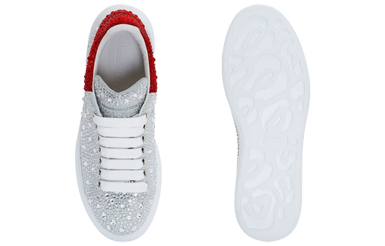 Shop Alexander McQueen Cuero 'Blanco Rojo con Cristales Decorativos' 727397WID519676