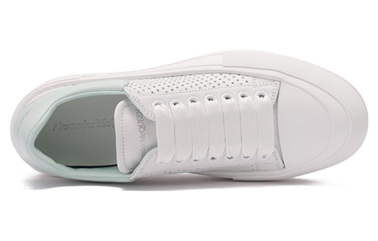 Purchase 亚历山大·麦昆白绿配色皮革鞋 727374WICER8935