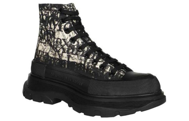 Lookbook Alexander McQueen Sepatu Bot Kulit 'Triple Black' 727386W4TGI8917