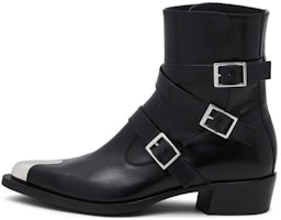 Alexander McQueen Leather Ankle Boots 'Buckle Pointed Toe Black' 750381WIDY11081 Alexander McQueen Leather Ankle Boots 'Buckle Pointed Toe Black' 750381WIDY11081