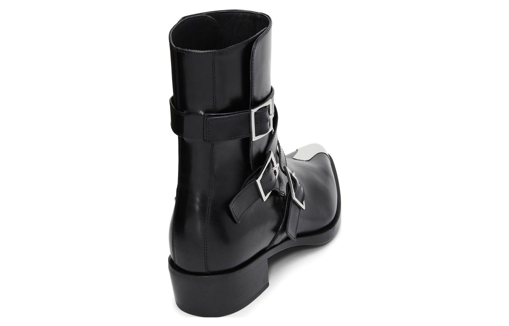 Lookbook Alexander McQueen Lederstiefeletten ''Schnalle Spitz Schwarz'' 750381WIDY11081