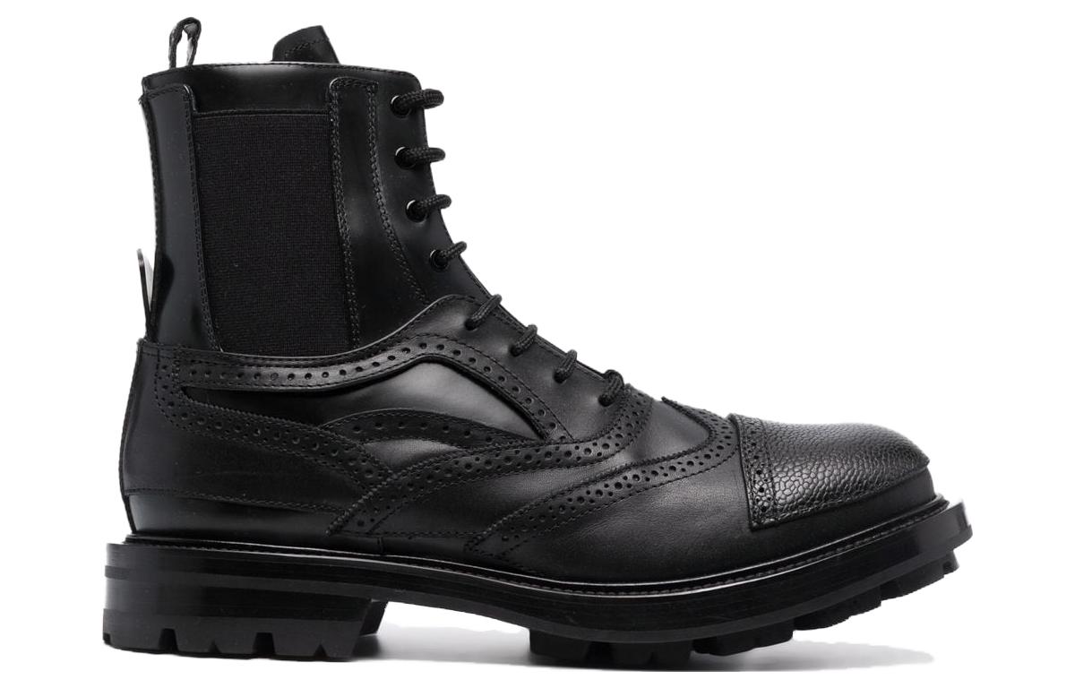 Order Alexander McQueen Sepatu Bot Kulit 'Hitam' 667912WHRWM1000