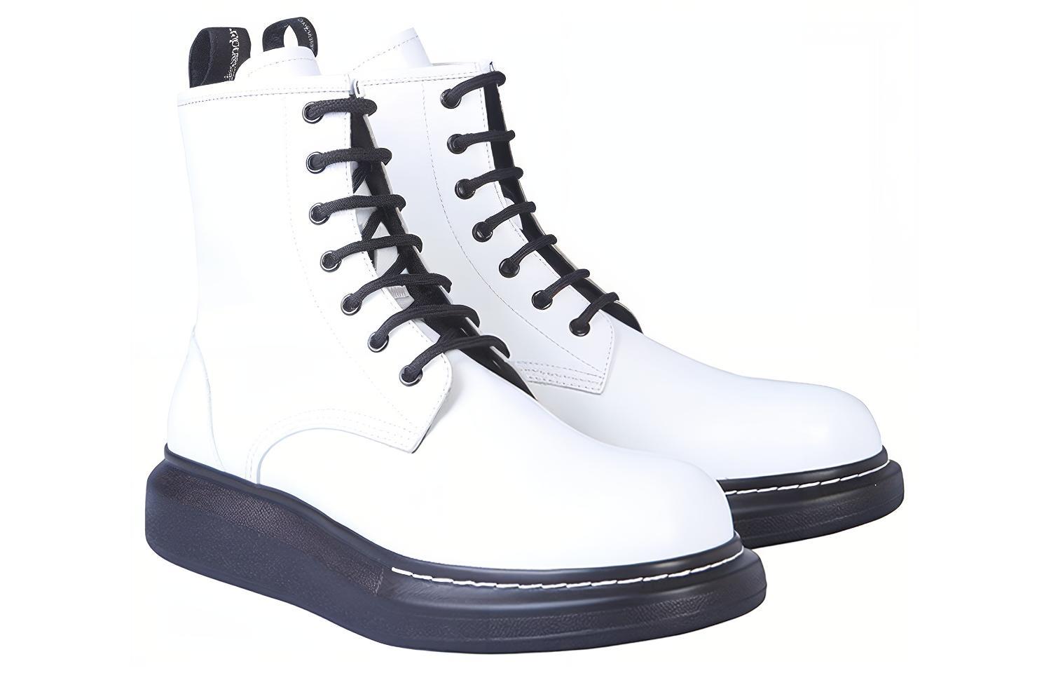 Alexander McQueen Leather Boots 'White' 圖 3