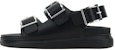 Sandal Kulit Alexander McQueen 'Black Strap' dengan Gesper Hitam 782466WIEU31081