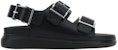 Sandal Kulit Alexander McQueen 'Black Strap' dengan Gesper Hitam 782466WIEU31081