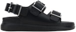 Order Sandal Kulit Alexander McQueen 'Black Strap' dengan Gesper Hitam 782466WIEU31081