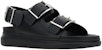 Sandal Kulit Alexander McQueen 'Black Strap' dengan Gesper Hitam 782466WIEU31081