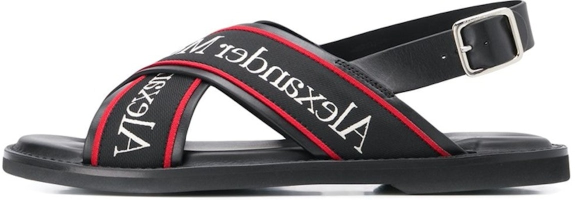 Alexander McQueen Leather Buckle Sandals 'Black White Red' 604275WHRWC1081 Buy Alexander McQueen Leather Buckle Sandals 'Black White Red' 604275WHRWC1081