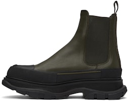 アレキサンダー・マックイーン レザーチェルシーブーツ 黒×緑 634617WHZ613085 Buy アレキサンダー・マックイーン レザーチェルシーブーツ 黒×緑 634617WHZ613085