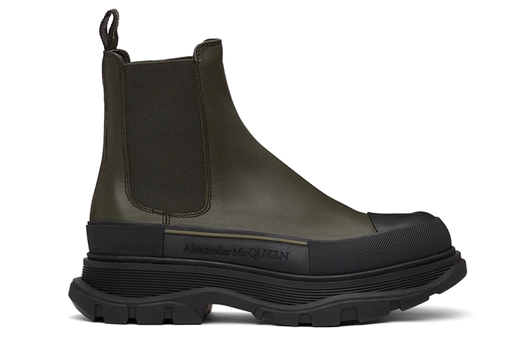 Order Alexander McQueen Leren Chelsea Boot ''Zwart Groen'' 634617WHZ613085