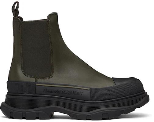 Alexander McQueen Leren Chelsea Boot ''Zwart Groen'' 634617WHZ613085 Order Alexander McQueen Leren Chelsea Boot ''Zwart Groen'' 634617WHZ613085