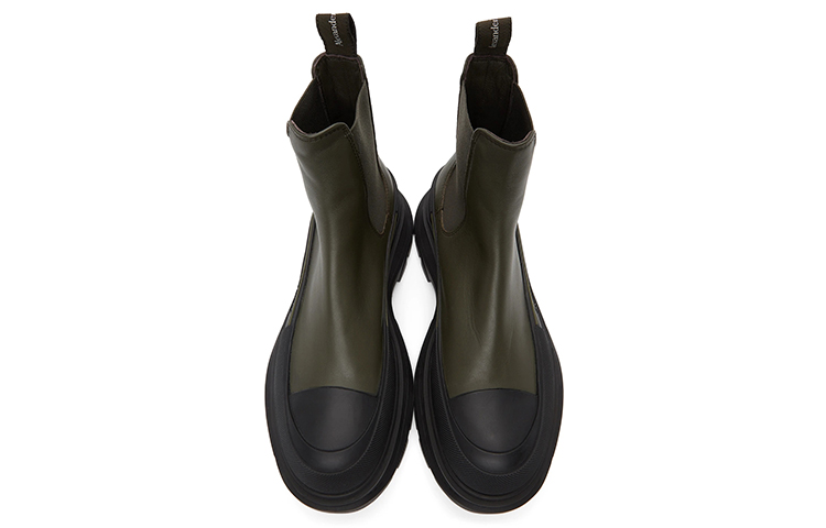 Shop Alexander McQueen Leren Chelsea Boot ''Zwart Groen'' 634617WHZ613085