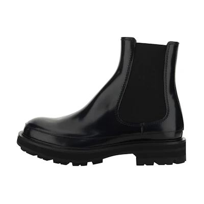 Alexander McQueen Leather Chelsea Boots 'Black Slip-On'