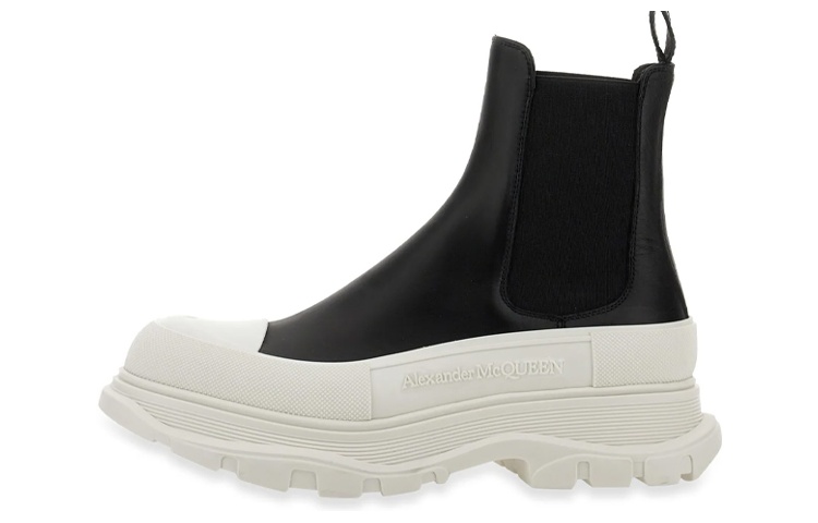Alexander McQueen Leather Chunky Chelsea Boots 'Black White'