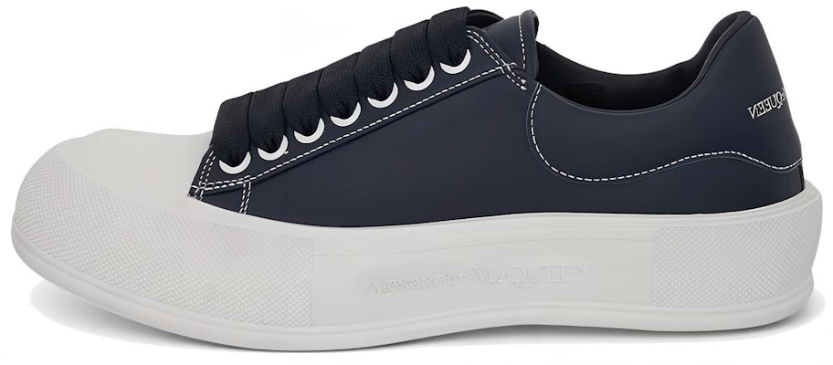 Alexander McQueen Kulit Deck Plimsoll Biru Navy 667817WIABK4472 Buy Alexander McQueen Kulit Deck Plimsoll Biru Navy 667817WIABK4472