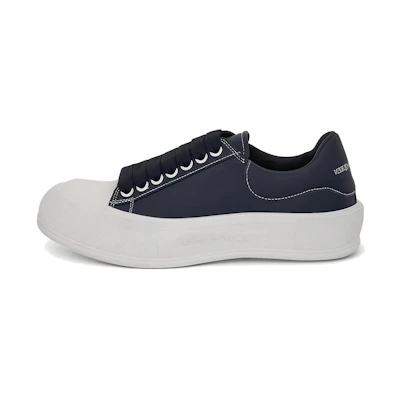 Alexander McQueen Leather Deck Plimsoll Navy Blue