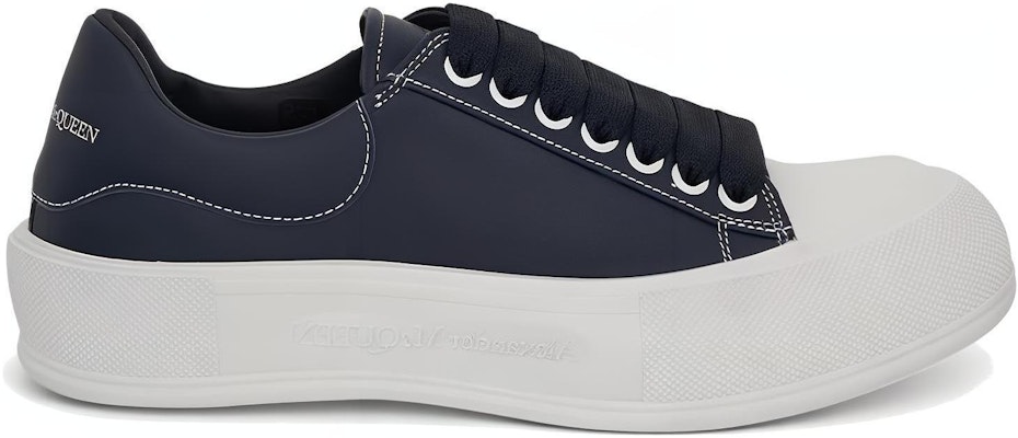 Alexander McQueen Kulit Deck Plimsoll Biru Navy 667817WIABK4472 Order Alexander McQueen Kulit Deck Plimsoll Biru Navy 667817WIABK4472