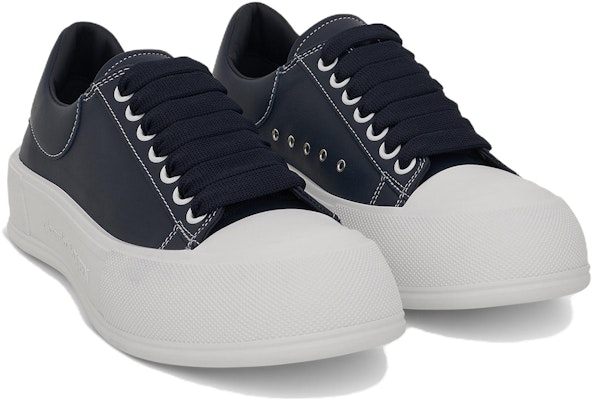Alexander McQueen Kulit Deck Plimsoll Biru Navy 667817WIABK4472 Lookbook Alexander McQueen Kulit Deck Plimsoll Biru Navy 667817WIABK4472