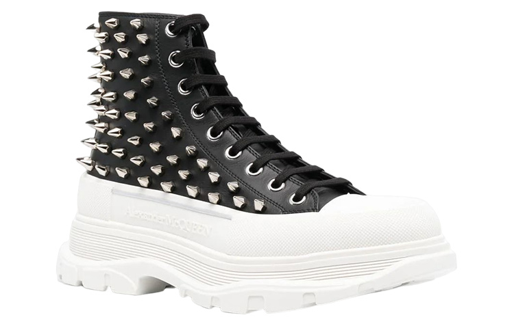 Order Alexander McQueen Leather Fashion Lace-Up Boots 'Black White' 705809WHZ631320