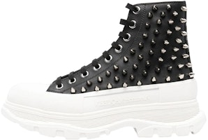 Alexander McQueen Leather Fashion Lace-Up Boots 'Black White' 705809WHZ631320 Alexander McQueen Leather Fashion Lace-Up Boots 'Black White' 705809WHZ631320