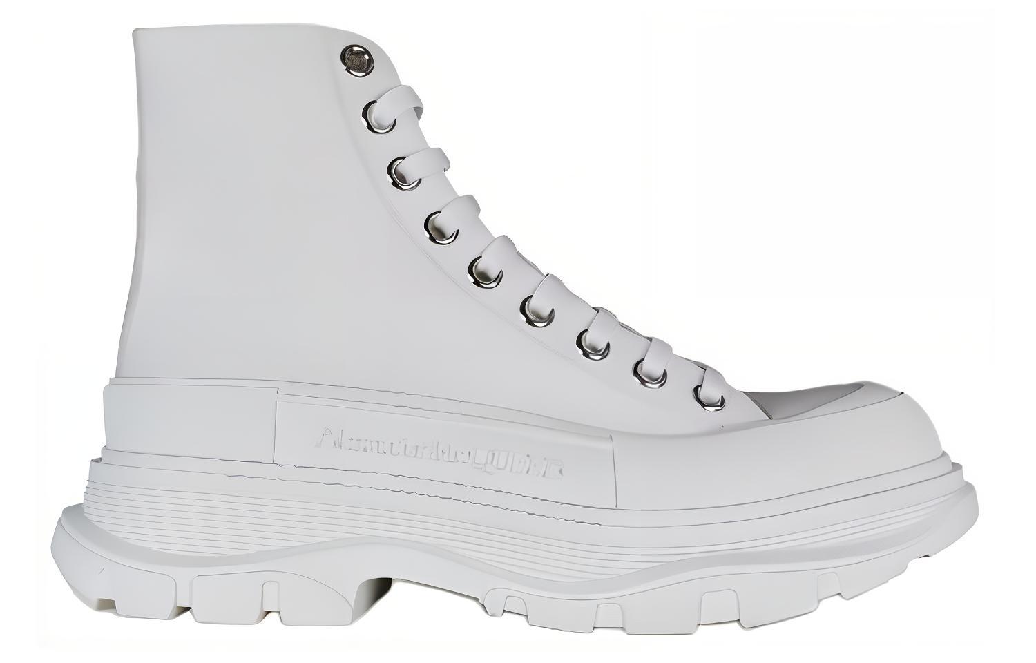 Order Alexander McQueen亞歷山大麥昆 皮革 系帶圓頭 高筒 休閒生活鞋 男款 白色