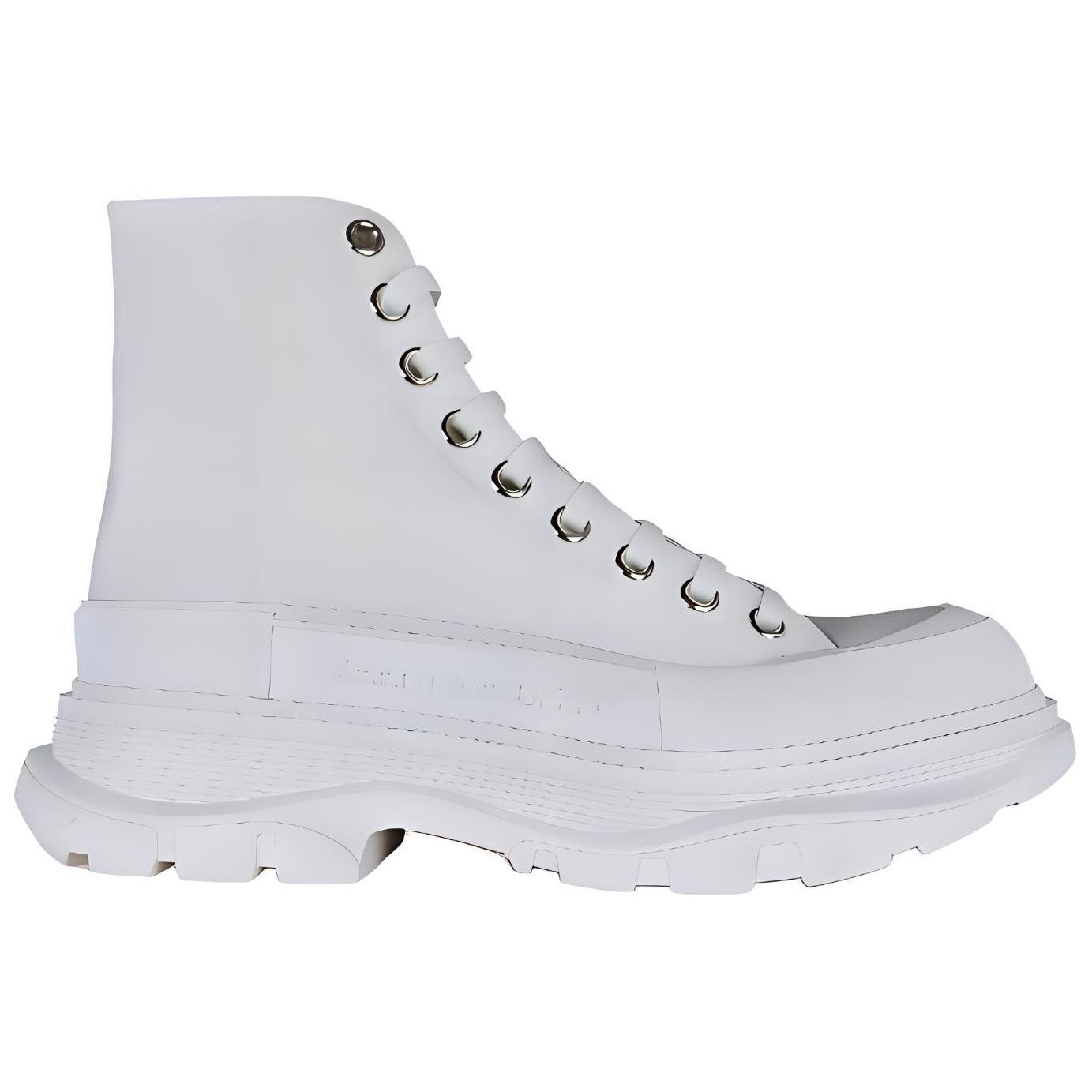 Shop 亚历山大·麦昆 白色皮革高帮鞋 6004254W4L329000