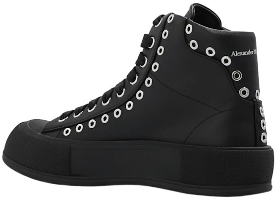 Alexander McQueen Leren High-Top Sneaker ''Zwarte Essentials'' 729540WIATD1081 Lookbook Alexander McQueen Leren High-Top Sneaker ''Zwarte Essentials'' 729540WIATD1081