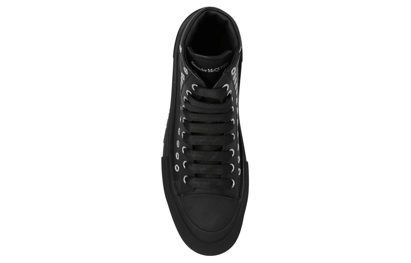Shop Alexander McQueen Leren High-Top Sneaker ''Zwarte Essentials'' 729540WIATD1081