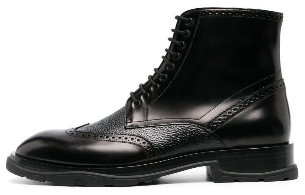 Alexander McQueen Leather Lace-Up Ankle Boot 'Black' 750389WIDW11000