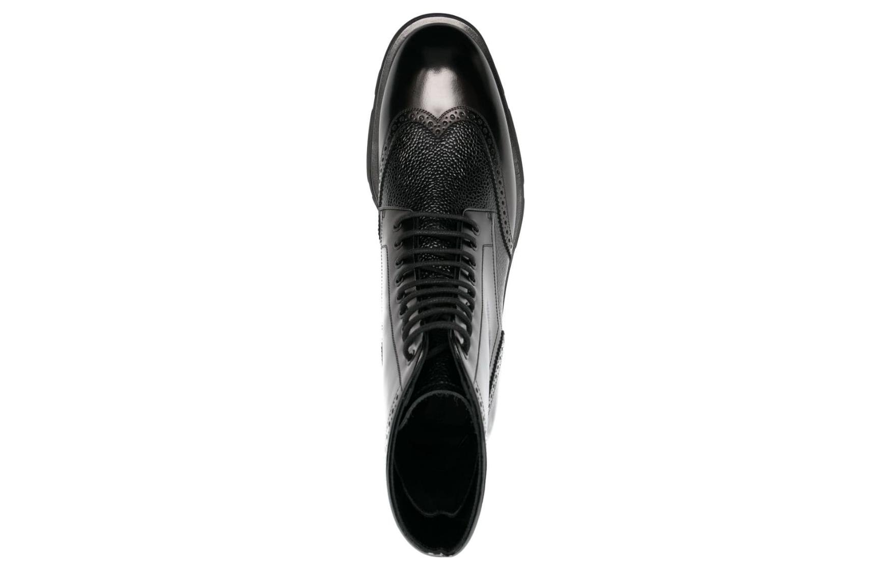 Shop Alexander McQueen Leather Lace-Up Ankle Boot 'Black' 750389WIDW11000