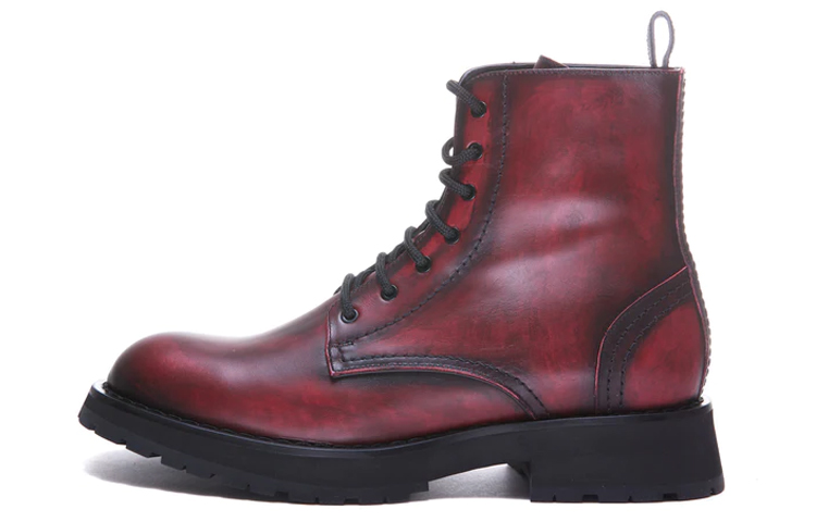 Alexander McQueen Leather Lace-Up Ankle Boot 'Red Brown' 711119WHU346042
