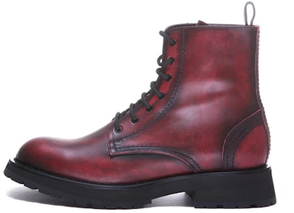 亚历山大·麦昆红棕色皮革系带短靴 711119WHU346042 Buy 亚历山大·麦昆红棕色皮革系带短靴 711119WHU346042