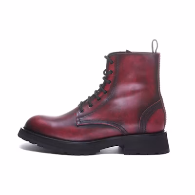Alexander McQueen Leather Lace-Up Ankle Boot 'Red Brown'