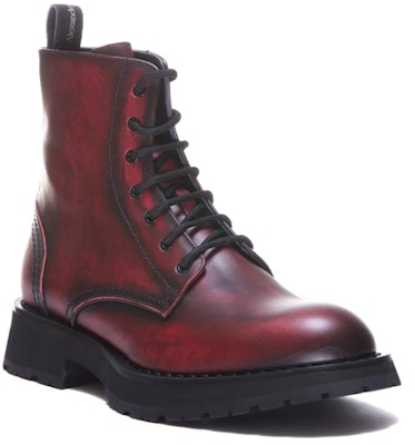 Alexander McQueen Leather Lace-Up Ankle Boot 'Red Brown' 711119WHU346042 Order Alexander McQueen Leather Lace-Up Ankle Boot 'Red Brown' 711119WHU346042