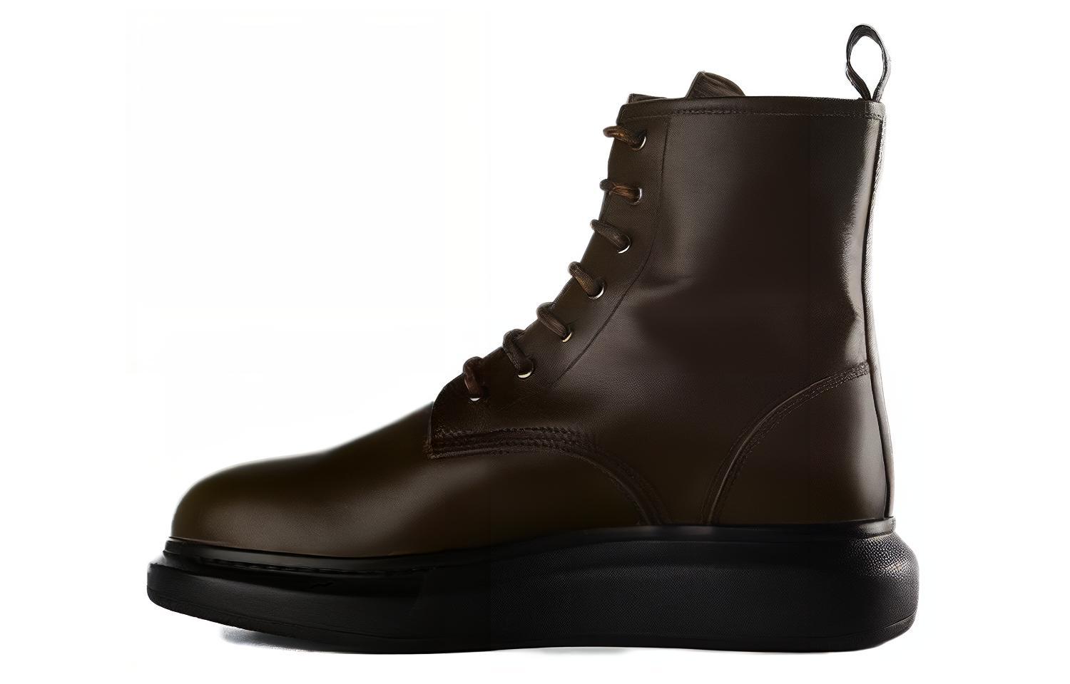 Alexander McQueen Leather Lace-Up Ankle Boots 'Green' 604235WHXE23738