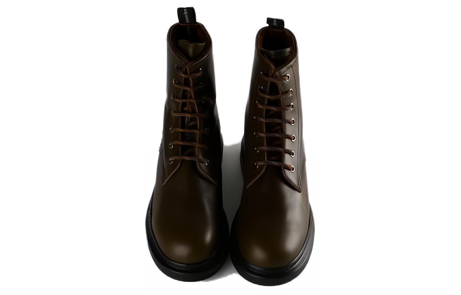 Purchase 알렉산더 맥퀸 그린 가죽 레이스업 앵클 부츠 604235WHXE23738