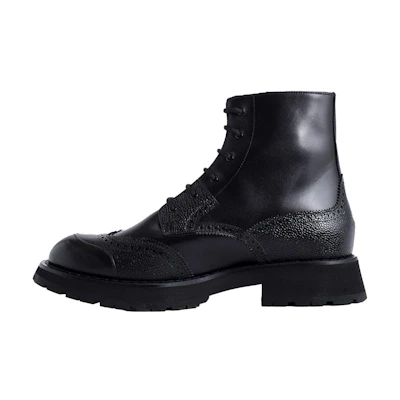 Alexander McQueen Leather Lace-up Black 'Punk Boot'