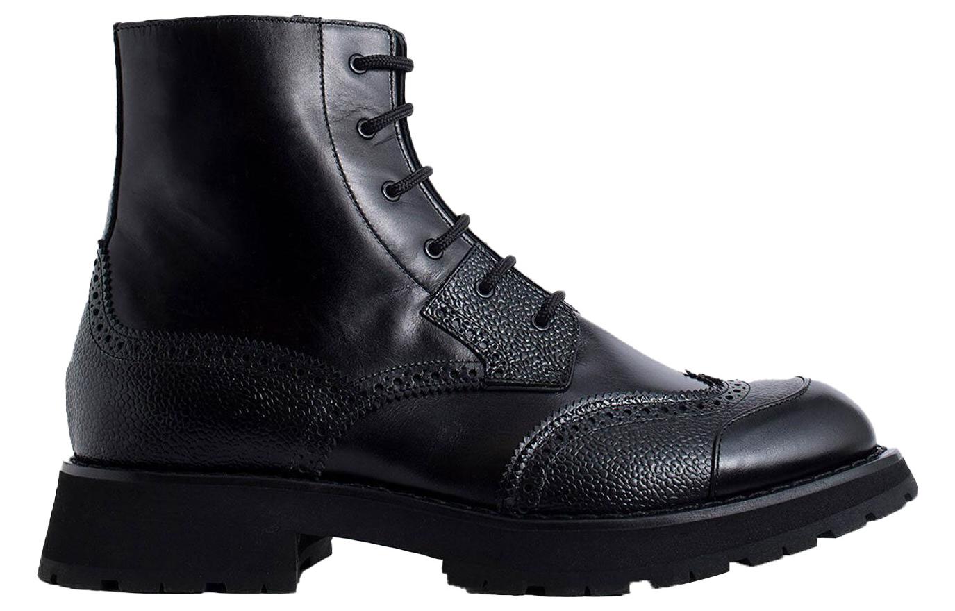 Alexander McQueen Leather Lace-up Black 'Punk Boot' 圖 2
