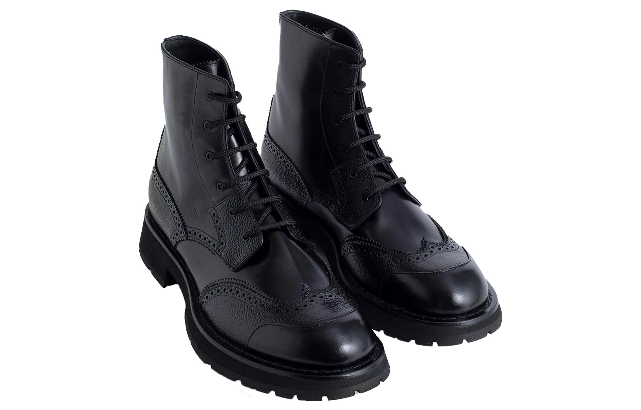 Alexander McQueen Leather Lace-up Black 'Punk Boot' 圖 3