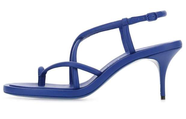 Alexander McQueen Leather Lace-Up Heeled Sandals 'Blue' 666653WHW264425