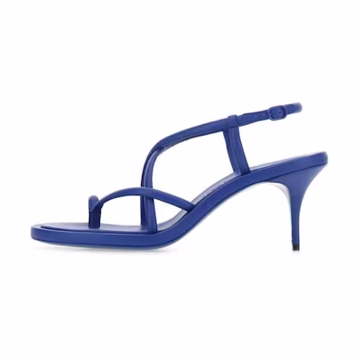Alexander McQueen Leather Lace-Up Heeled Sandals 'Blue'