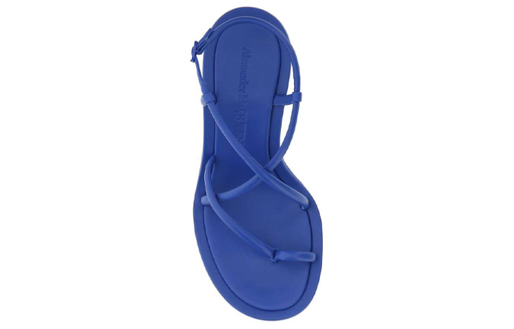 Shop Alexander McQueen Leather Lace-Up Heeled Sandals 'Blue' 666653WHW264425