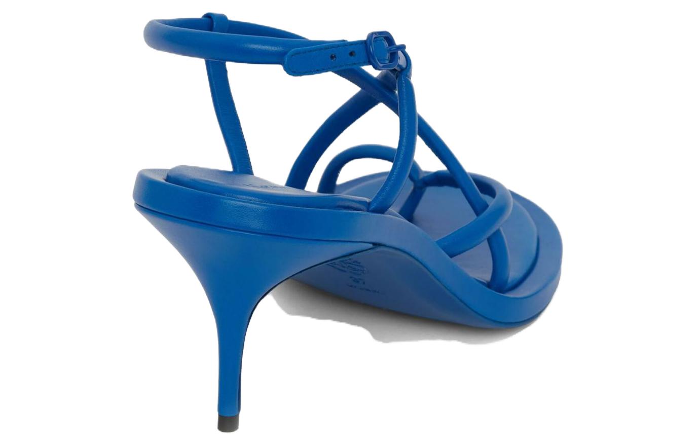 Alexander McQueen Leather Lace-Up Heeled Sandals 'Blue' 圖 5
