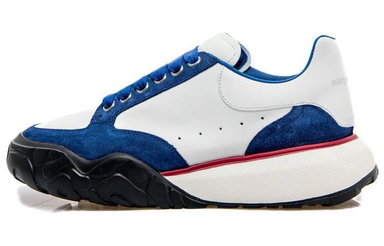 Buy 亚历山大·麦昆白蓝配色皮革低帮运动鞋 705117WID6I8827
